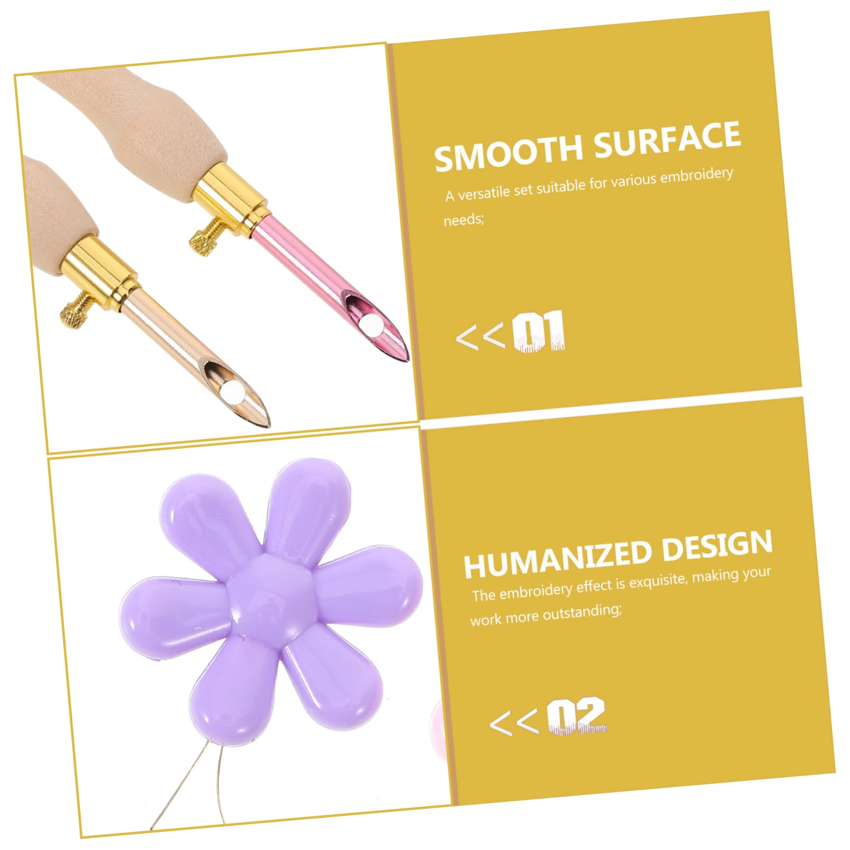 Uonlytech 6 Piece Embroidery Punch Needle Set Punch Needles for Embroidery DIY Craft Cross Stitch Tools Metal