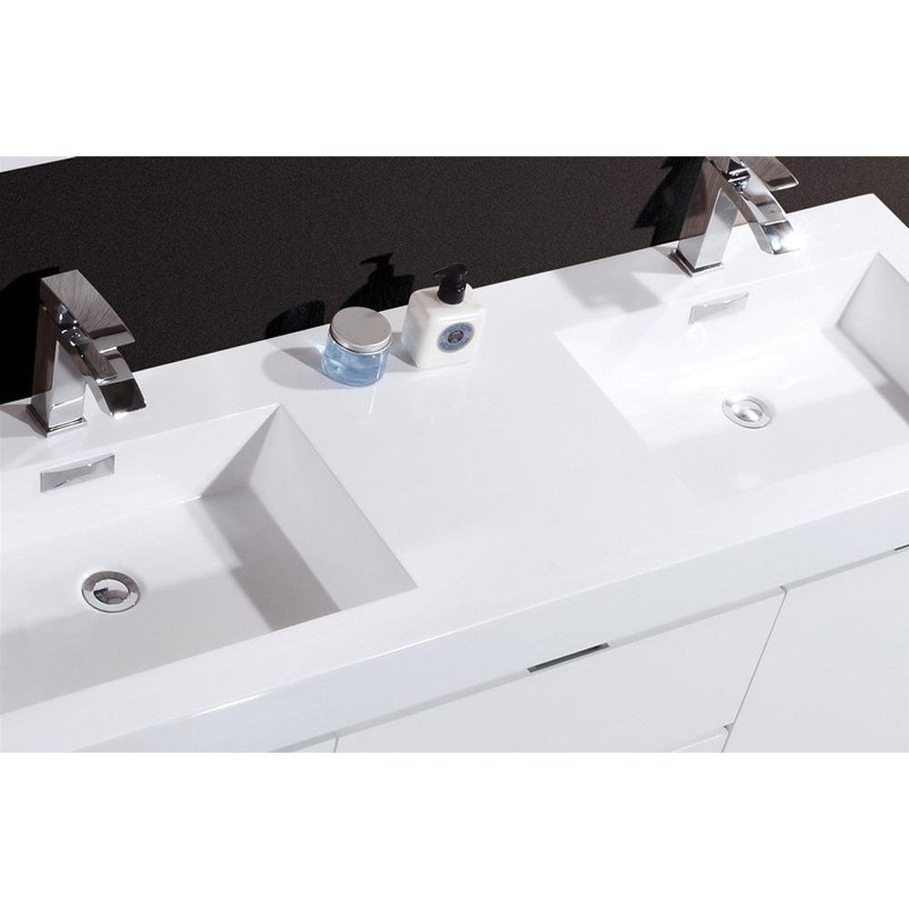 Buy Kubebath Bliss 60" Double Sink High Gloss White Wall Mount Floating