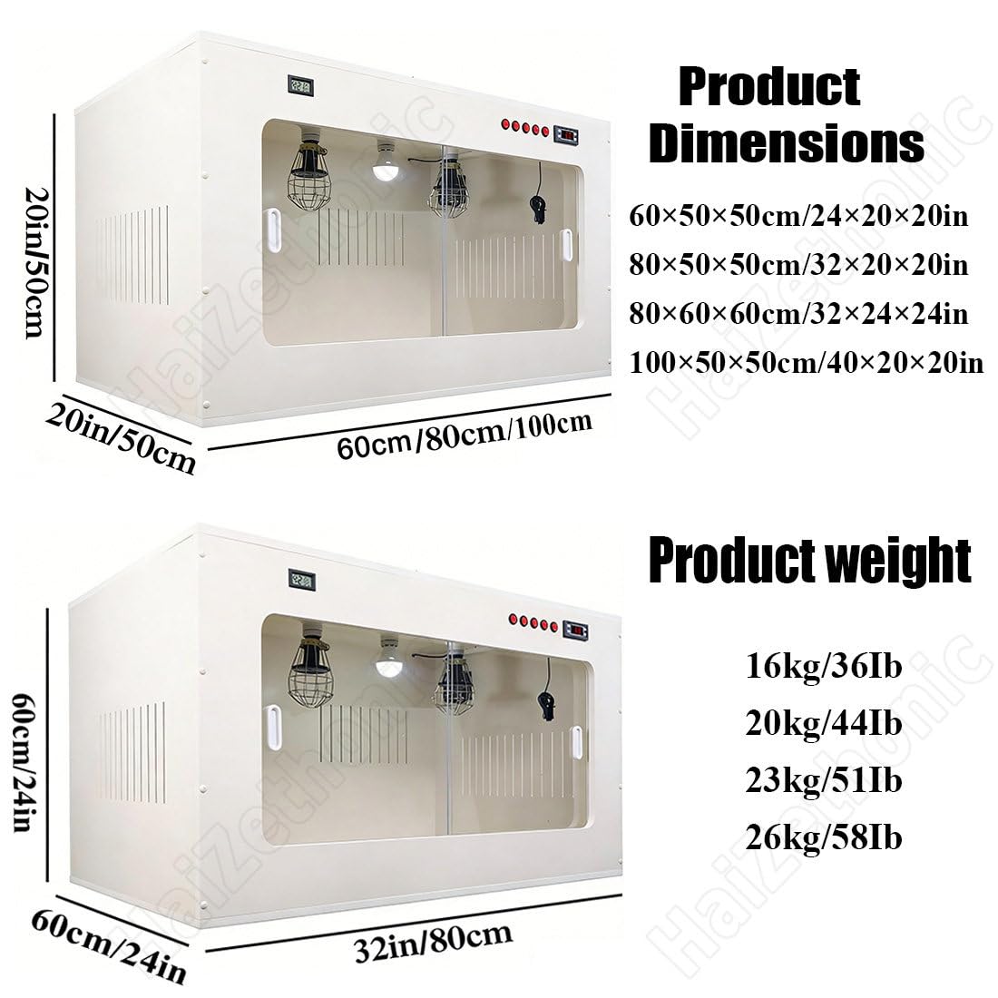 Caja Incubadora para Mascotas Pequeñas,con Lámpara Calefactora Y Circulación Tridimensional,Control Temperatura Constante,para Cachorros/Gatitos/Crías 100×50×50cm