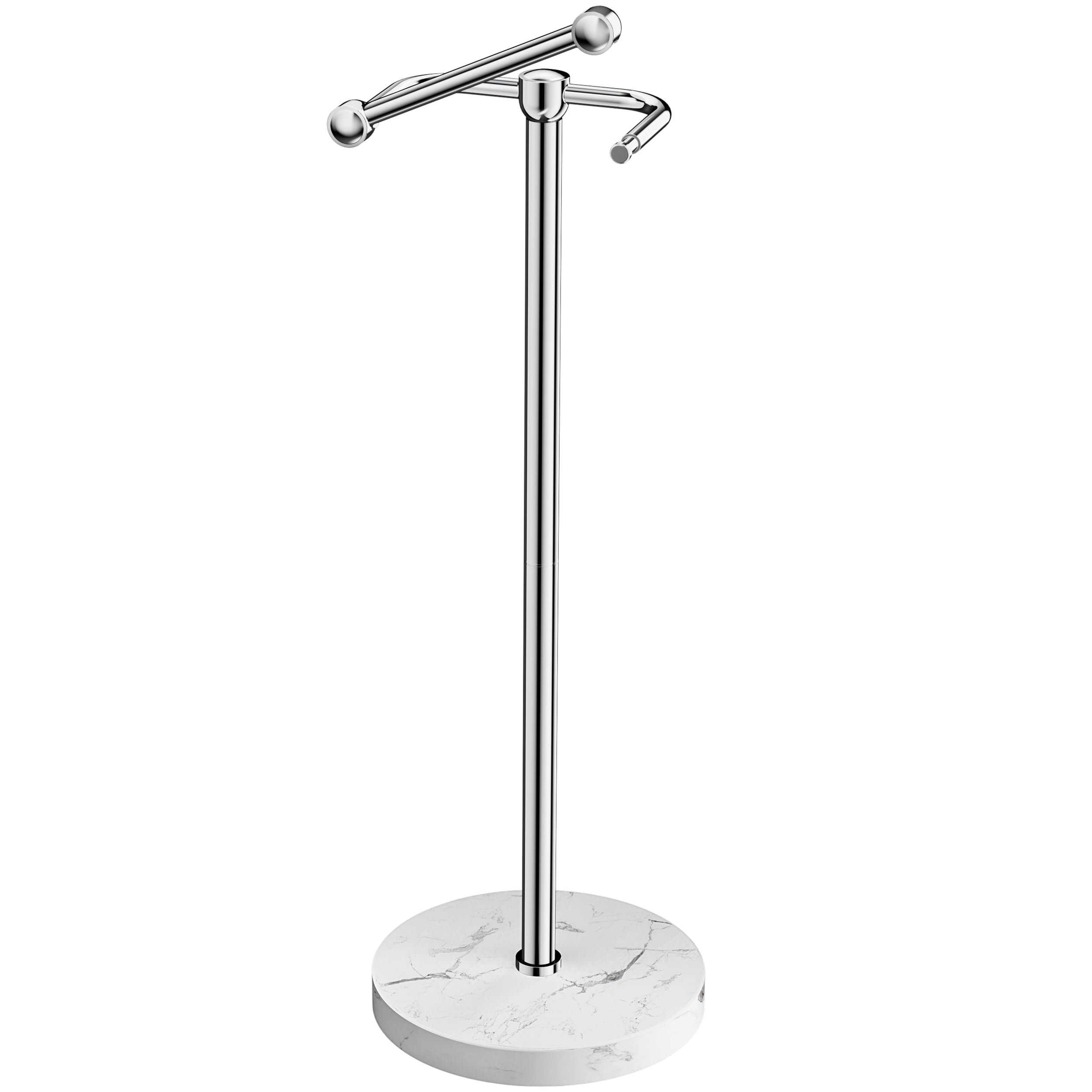 RARXTR Toilet Paper Holder Stand, Bathroom Free Standing Toilet Paper Stand with Modern Marble Base, Post Pivoting Toilet Paper Stand with Stainless Steel Tissue Rack, Rust-Proof &amp; Heavy Base(Chrome)