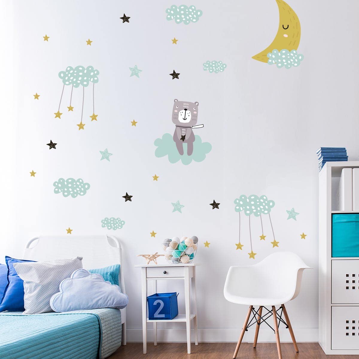 Pegatinas de pared para niños, decoración del dormitorio del bebé, adhesivo de pared escandinavo, 120 x 180 cm