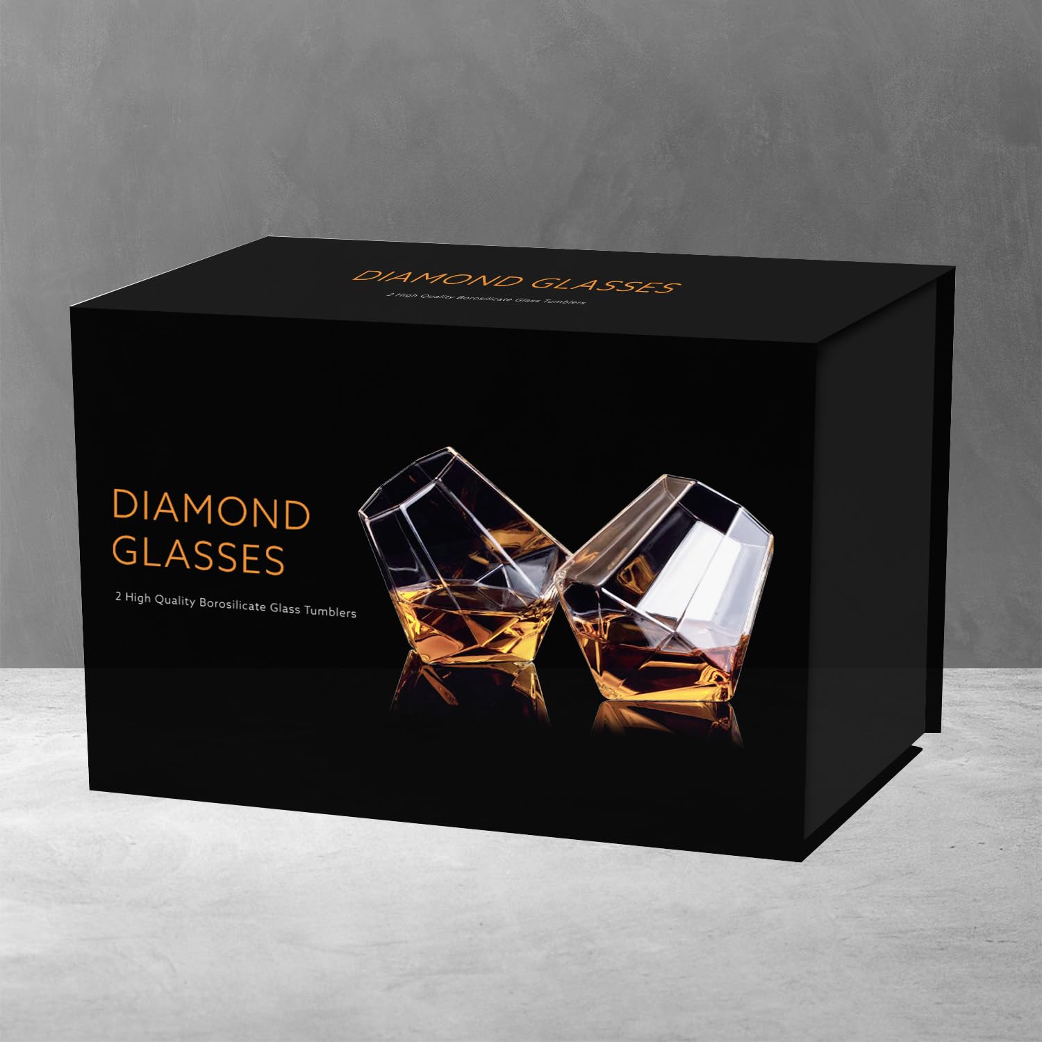 Verres Diamant, Set de 2 verres à whisky, Verres à whisky insolites, Pivotant sur pied, Coffret cadeau, [Probable] Transparent