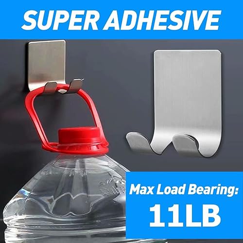 Miniatura 3 de ReJiechu Soporte impermeable para maquinilla de afeitar para ducha, ganchos autoadhesivos resistentes, ganchos de toalla de acero inoxidable para