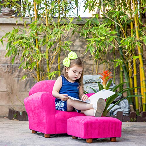 KEET Roundy Child Size Chair with Microsuede Ottoman, Pink, Ages 2-5 years