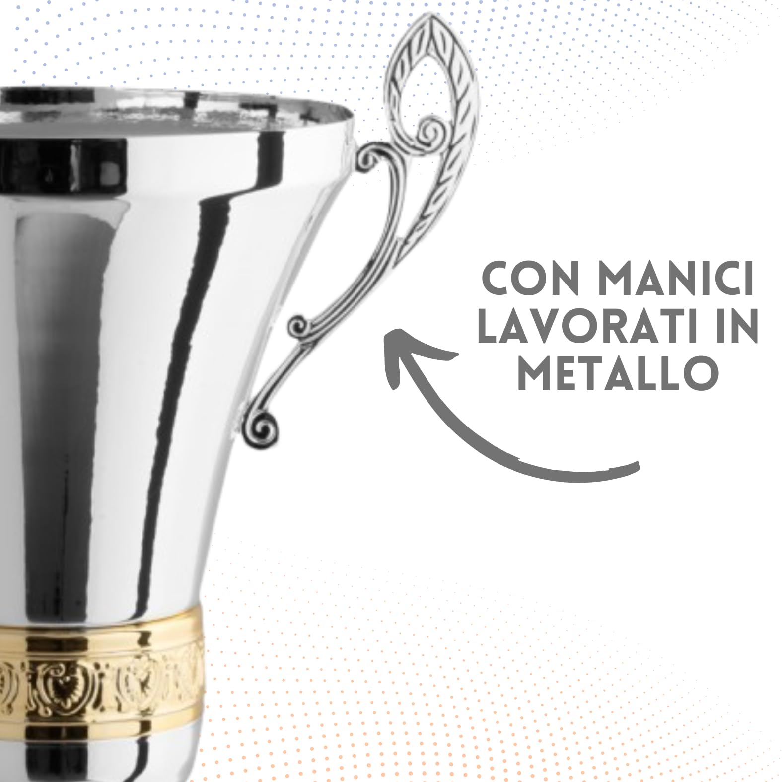 Coppa Trofeo Personalizzabile con Manici Fregio Dorato in Metallo Calcio, Fantacalcio, Tennis, Padel, Basket Premiazioni Sportive ed Eventi con Targhetta Personalizzata cod 1.091