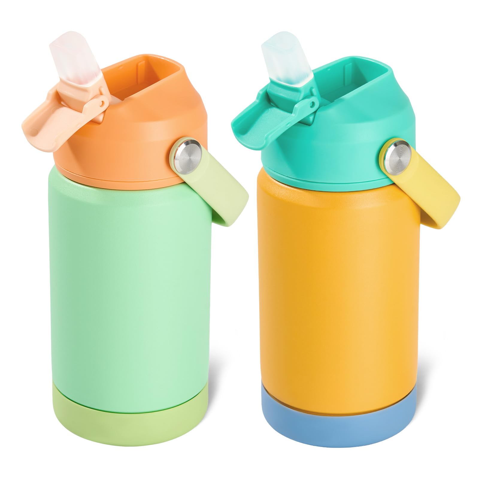 Fijinhom Kids Water Bottle, 360ml/12oz, Stainless Steel Insulated Water Bottle with Straw, Vacuum Leakproof, Kids Water Bottles for School Boys Girls,BPA Free,Melon Couple 2 Piece Set โ image 1