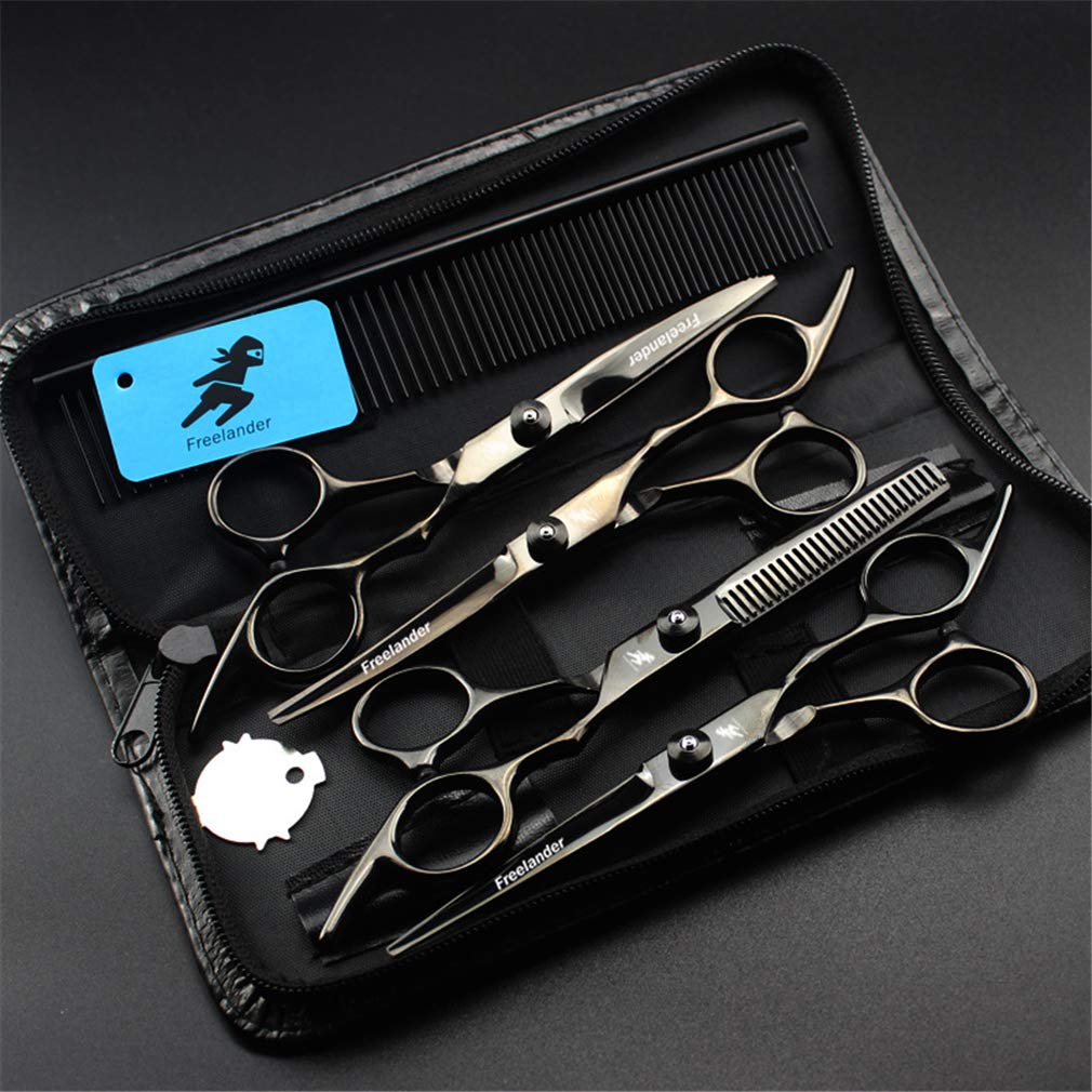 6.0 Pollici Pet Grooming Forbici Kit, Professionali Cane Forbici Dritto Assottigliamento Curvo Cesoie Serie di Strumenti, per Il Salone, Uso della Casa, Pet Barber