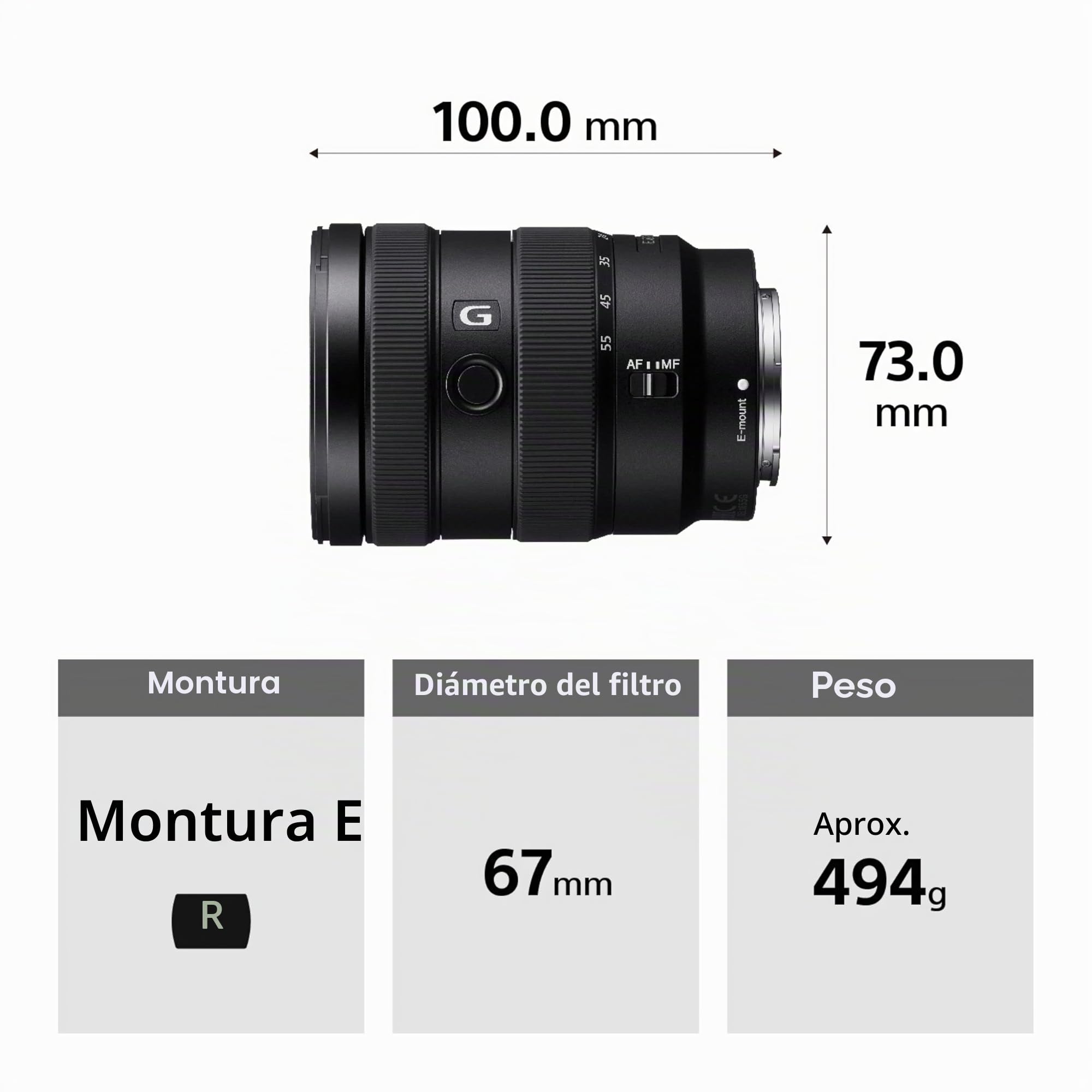 Sony E 16-55mm f/2.8 G - Objetivo Zoom, APS-C, Rango Medio (SEL1655G)