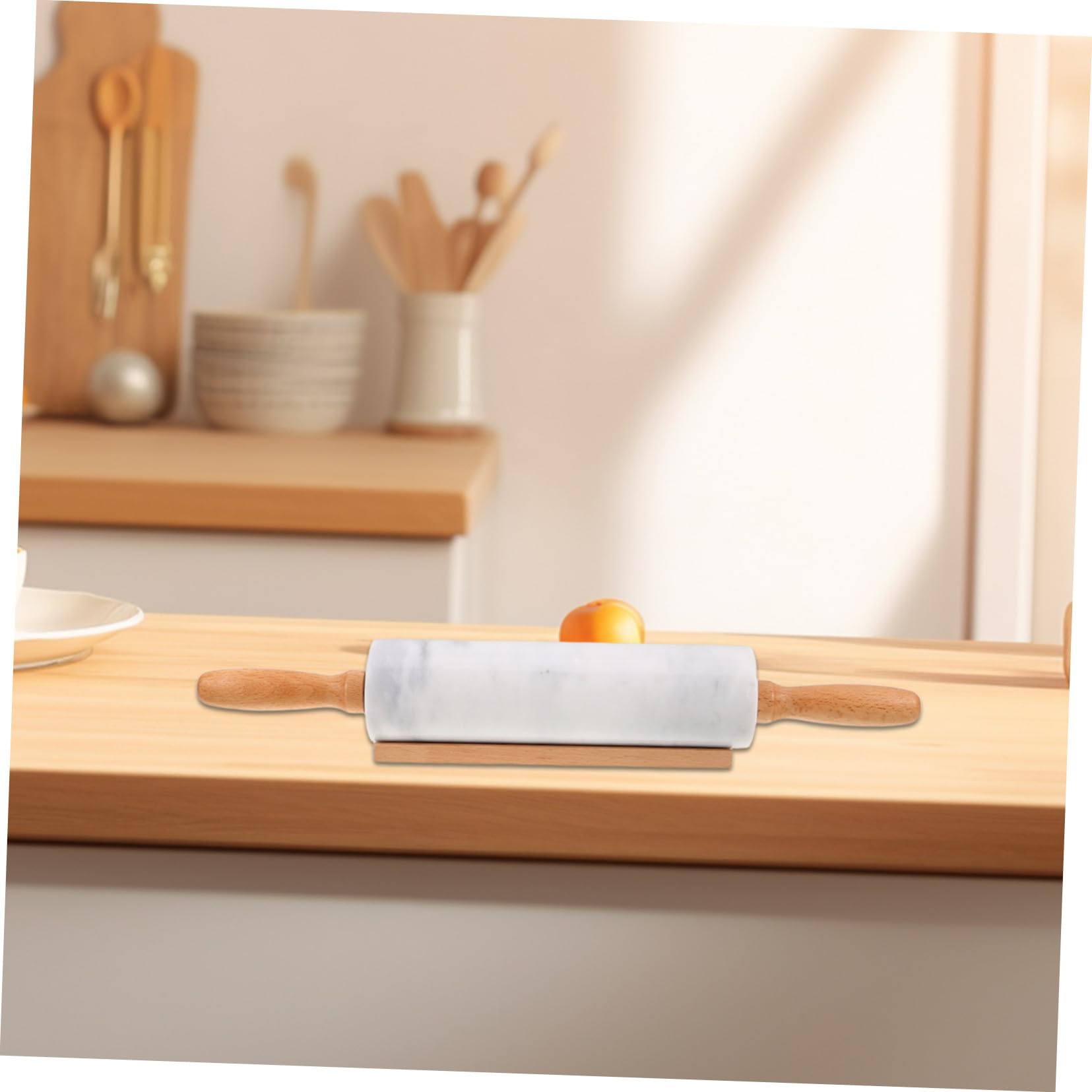 ABOOFAN Rouleau à Billes en Marbre 3 Pièces Design Ergonomique et Surface Antiadhésive pour Pâtisserie Cuisine à Domicile