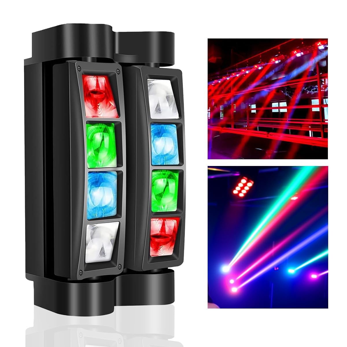 Luce a testa mobile, luci da discoteca, fascio LED RGBW Luci DJ, attivazione sonora e controllo DMX 512 for bar, band, matrimoni, concerti e palco dal vivo