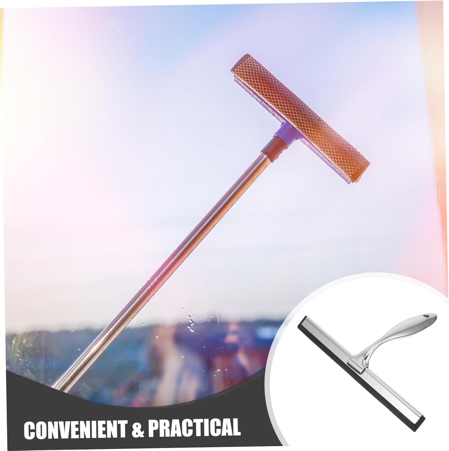 Shower Door Squeegee Ergonomic Handle for Mirrors Multi-Functional Handheld Squeegee for Car Windshield Bathroom Use Design