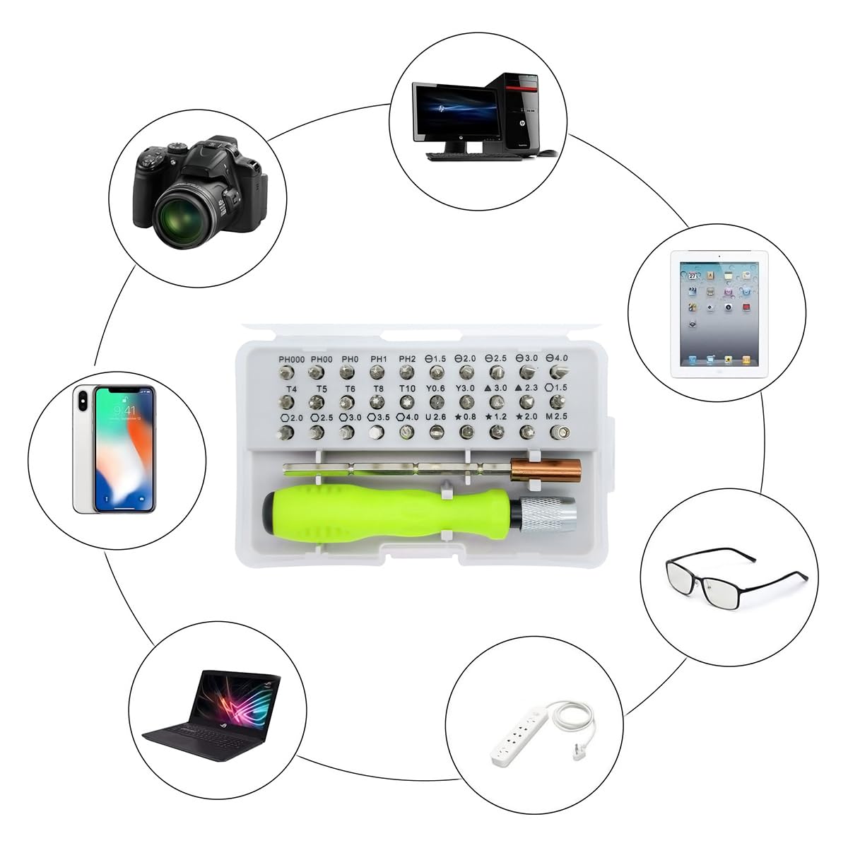 Set Cacciaviti Precisione 32 In 1 Kit Riparazione Multi Bit Repair  Metal Manual Tool For Phone Laptop Electronics Maintenance No Electricity Needed G 601099645567049 - Foto 11