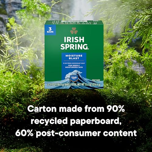 Image of Irish Spring Bar Soap for Men,Moisture Blast,3.7 Oz,(Pack of 48)