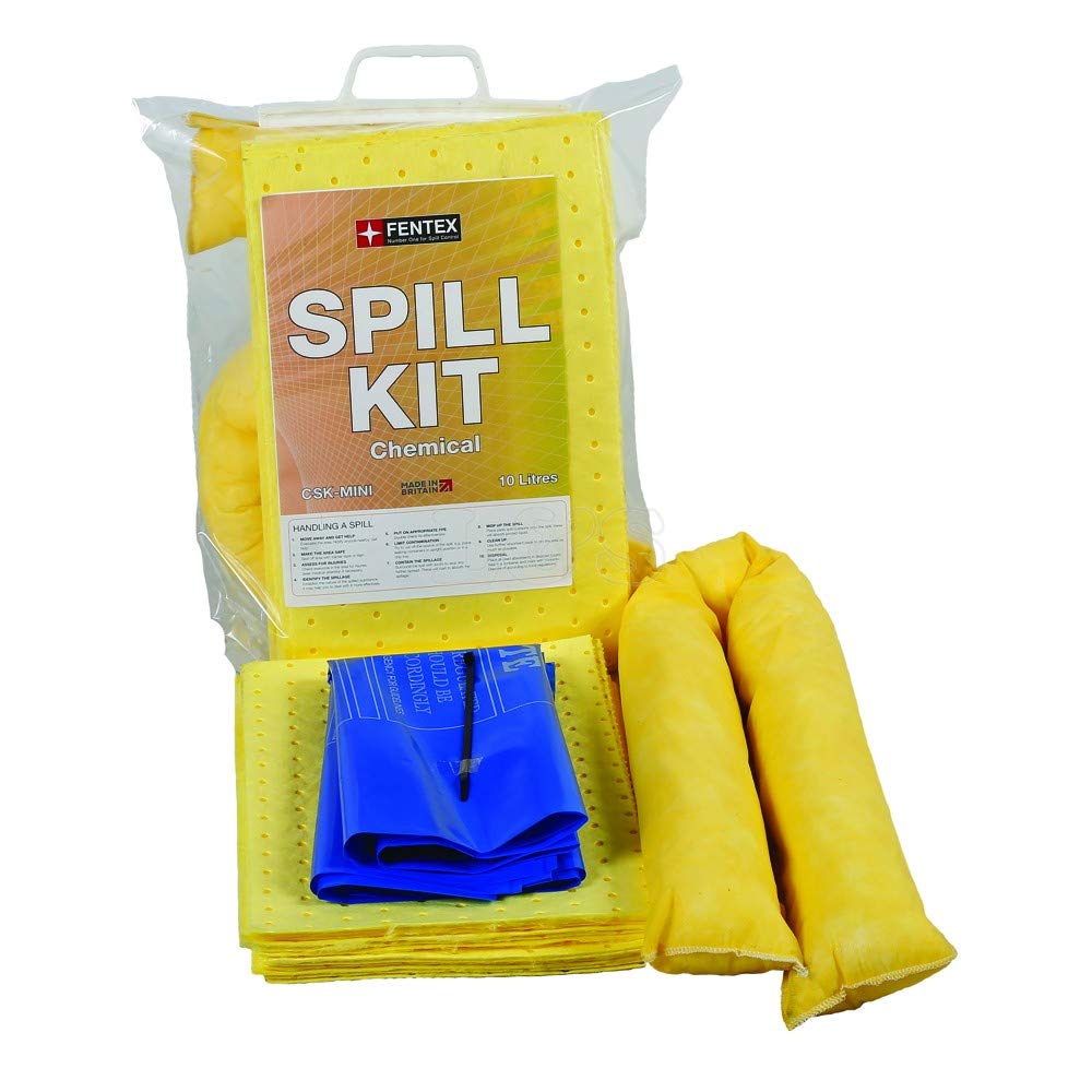 10ltr Chemical Spill Kit in Carry Bag - Absorbent Pads - Socks & Gloves