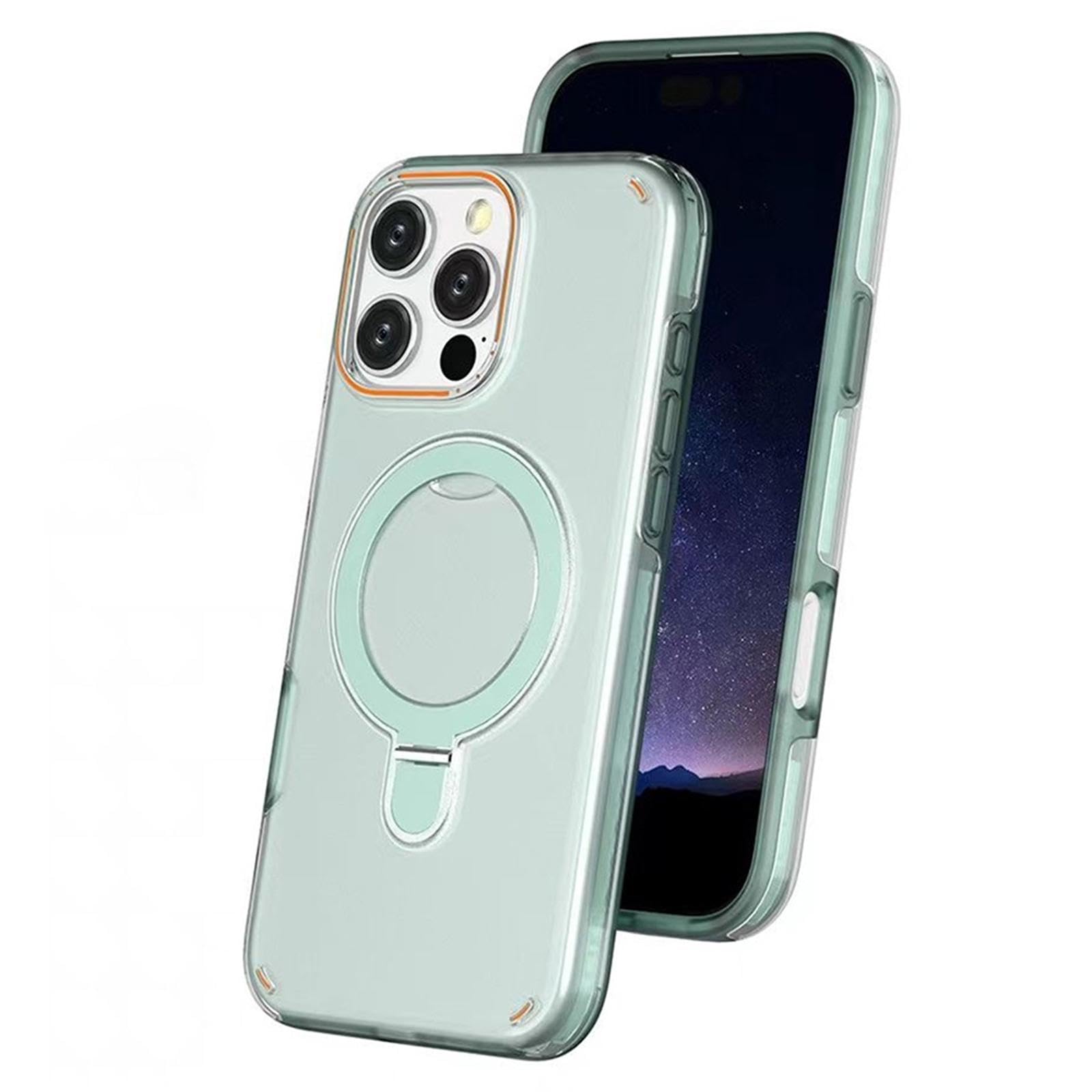 Coque iPhone double couche anti-chute avec support magnétique vert - 7