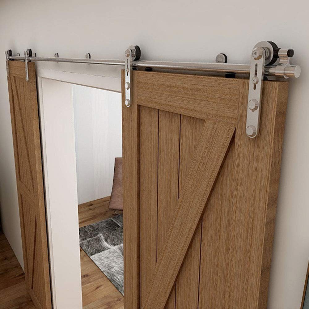 CCJH 365CM/12FT Stainless Steel Sliding Barn Door Hardware Kit Track