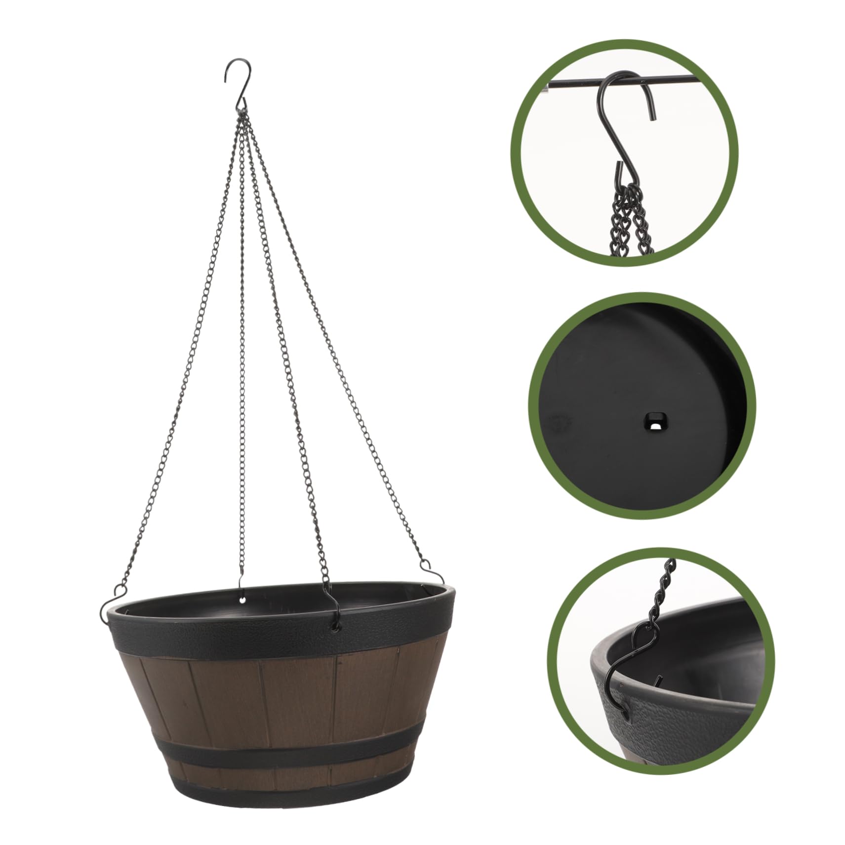 HANABASS Hängeampel Outdoor Groß aus Kunststoffharz mit Modernem Design Langlebiger Blumentopf zum Hängen für Balkon und Wohnzimmer Inklusive Haken