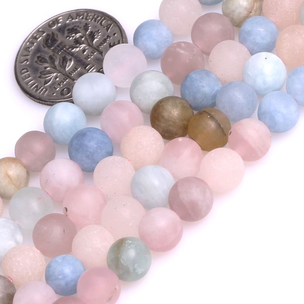 Morganite multicolore perles 6mm mat pour concevoir des bracelets bien-être