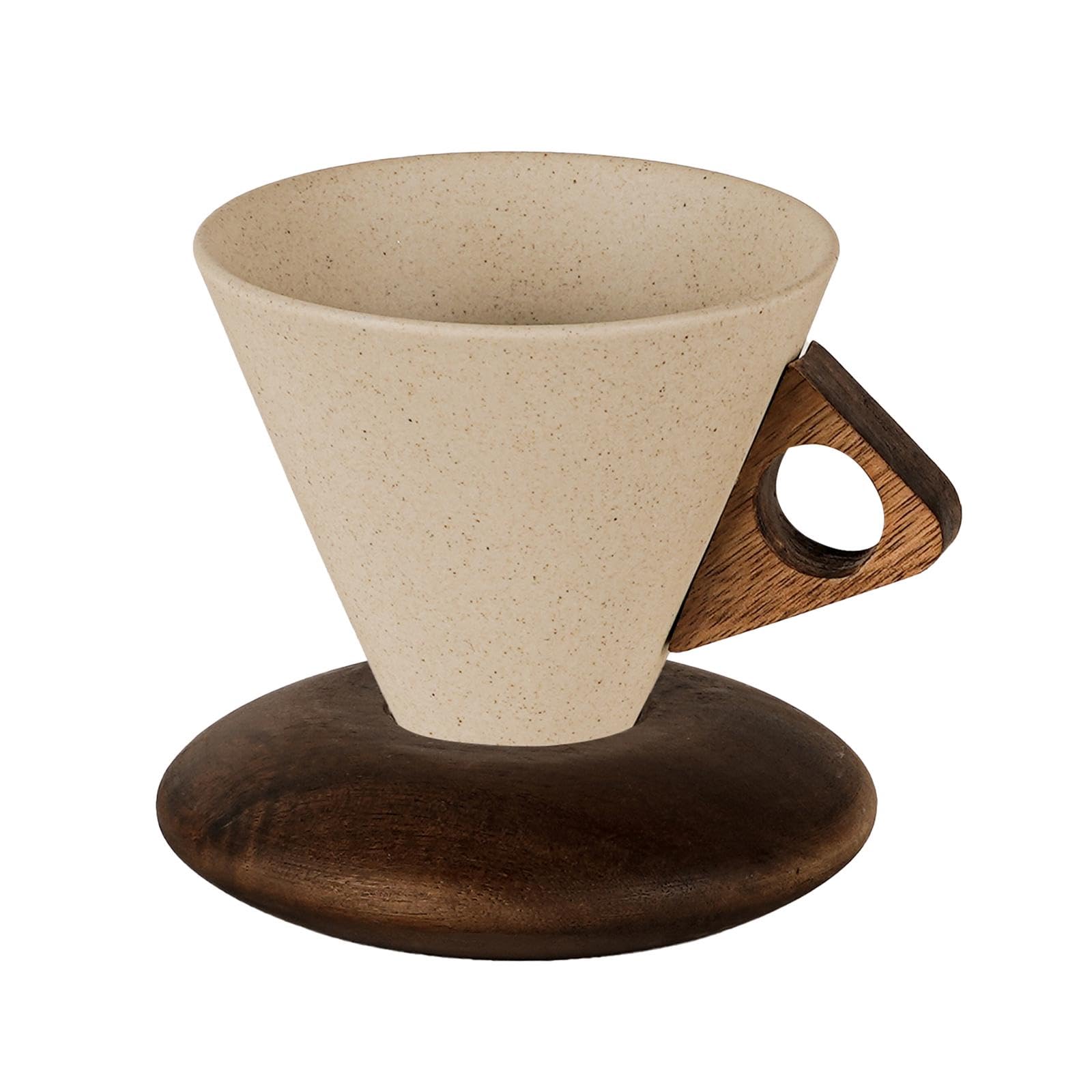 Taza de café con forma de cono y base para disfrutar de tus mañanas en el hogar