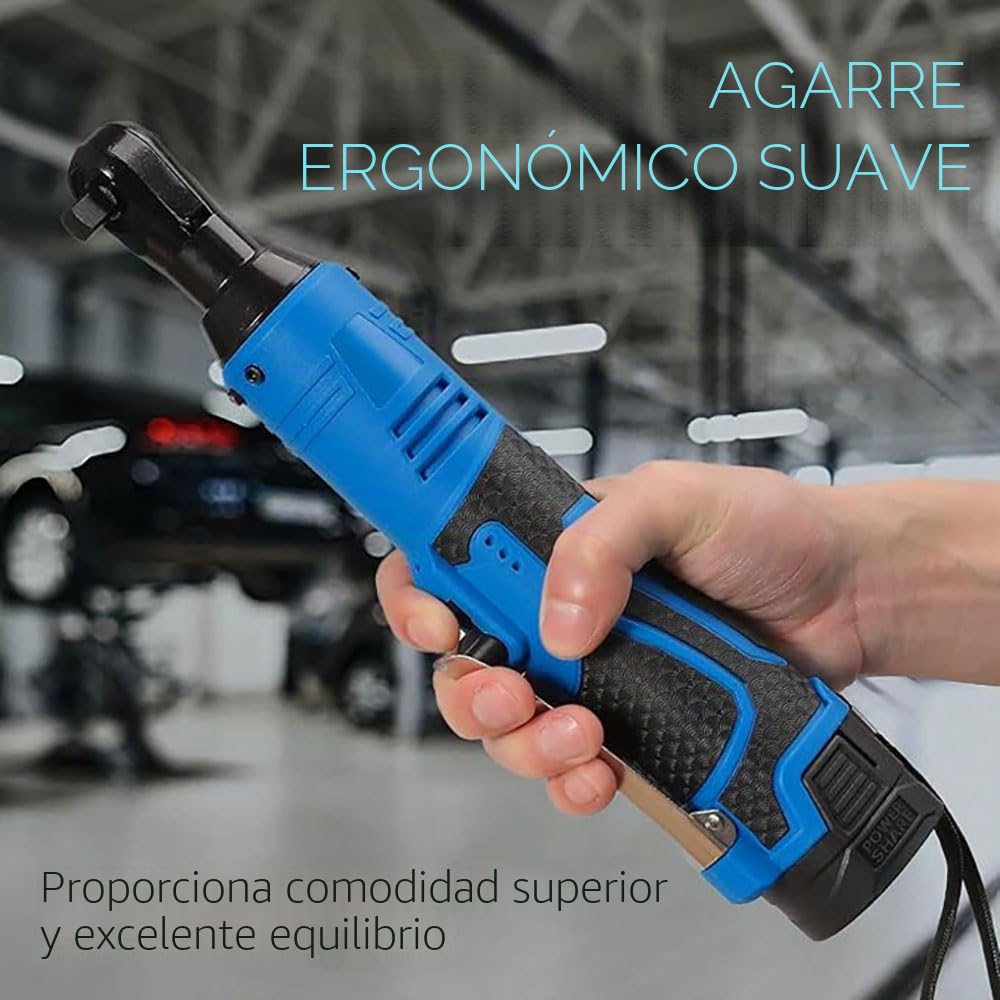 Carraca Electrica,Llave Ruedas Coche,Llaves Fijas Con Carracas,Carraca 3/8, Llave De Impacto Electrica,60 Ft-Lbs(100 Nm) 18 V,2 x 4,0 Ah Batería, 260 Rpm Velocidad Variable (Azul)