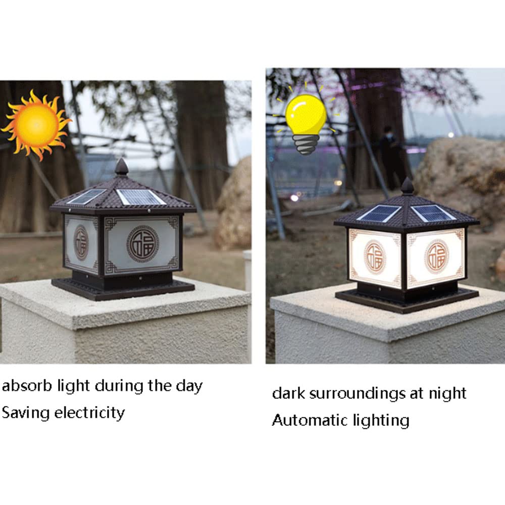 Lampa słupa słonecznego kwadratowa aluminiowa lampa ogrodzeniowa do bramy na zewnątrz ogród willa dziedziniec lampa filarowa retro odlewana ciśnieniowo lampa kolumnowa na taras ganek