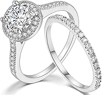 Jude Jewelers Silver Rose Gold 1 Carat CZ Wedding Engagement Eternity Bridal Solitaire Ring Set Size 5.5