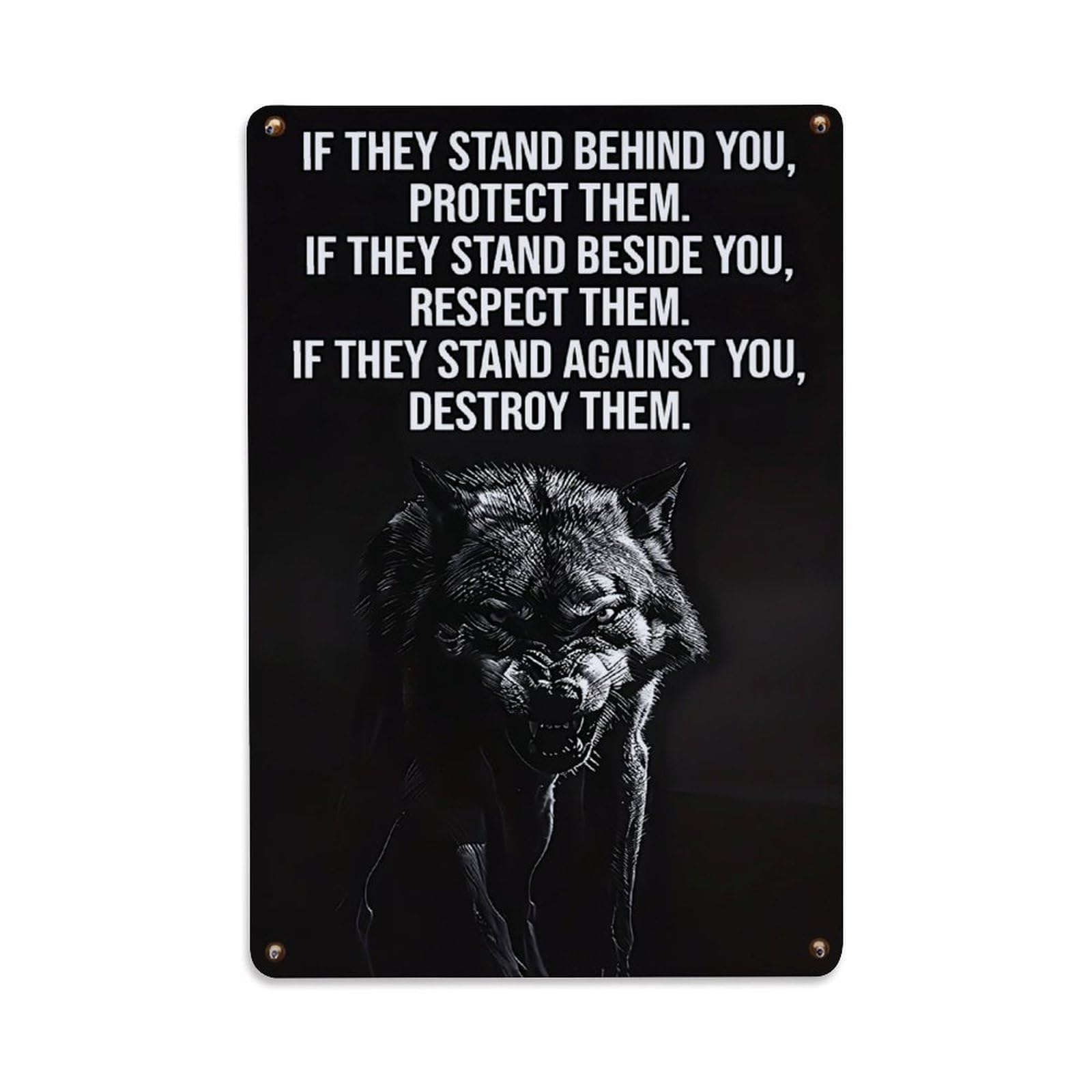 Wolf With Inspirational Quote Text Retro Metal Tin Sign, Vintage Metal Poster for home, Gaming Room, Studio Workshop,Bar,Garage Wall Art Decor 8x12 Inch