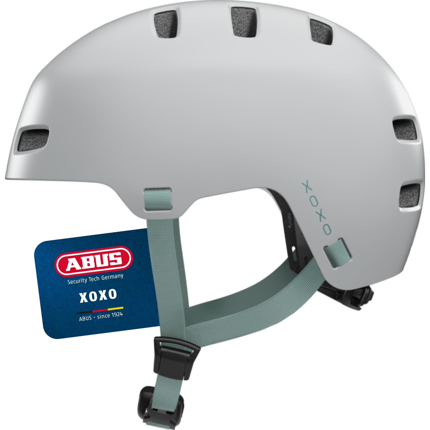 ABUS Fahrradhelm XOXO - Cityhelm im Skater-Look - Helm für Skateboard, Fahrrad, Scooter - mit optimiertem Kinnpolster - für Jugendliche und Erwachsene - Größe M, Grau