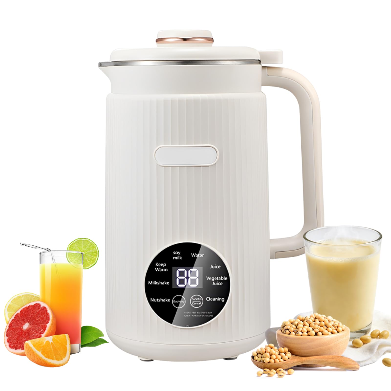 Macchina automatica per il latte di soia, 1200 ml, macchina per il latte vegetale con avvio ritardato, mantiene caldo e auto-pulito per bevande fatte in casa a base di noci, avena, mandorle, yogurt