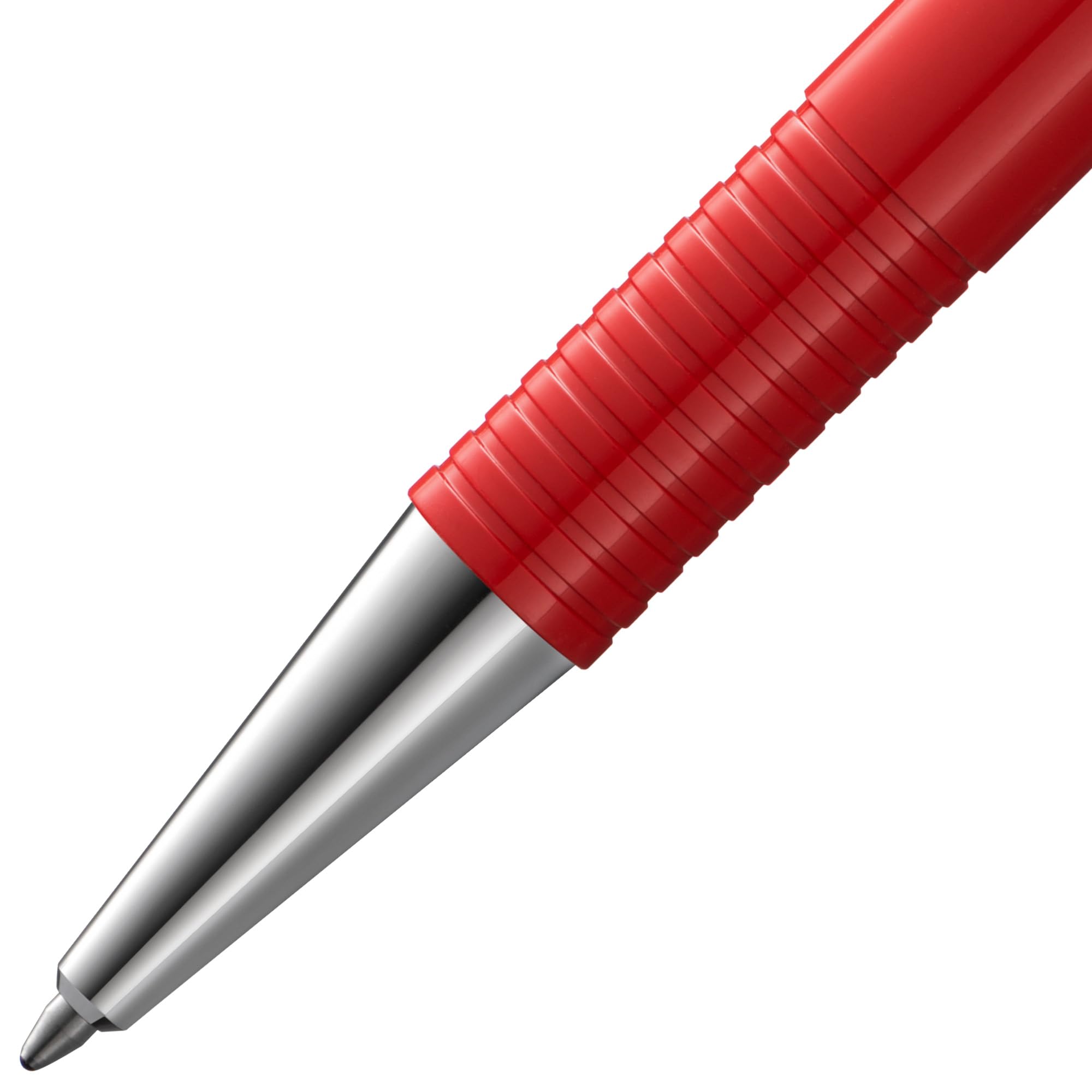LAMY Logo M+ długopis 204 z odpornego na pęknięcia tworzywa sztucznego w kolorze czerwonym z chromowaną końcówką i przyciskiem, w zestawie wkład o dużej pojemności Lamy M 16 szerokość kreski M w