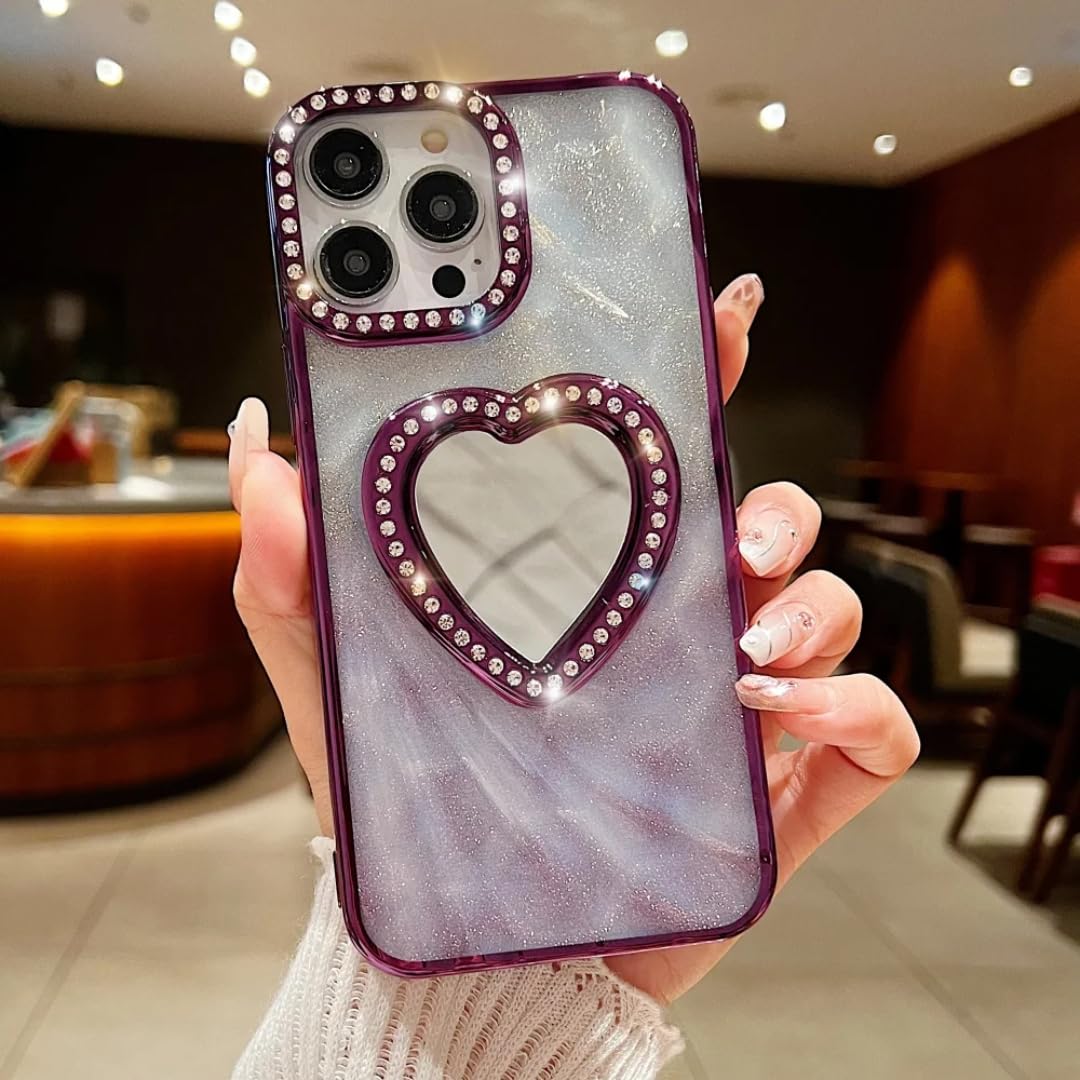 Coque iPhone 13 Pro paillettes violette antichoc transparente - 7