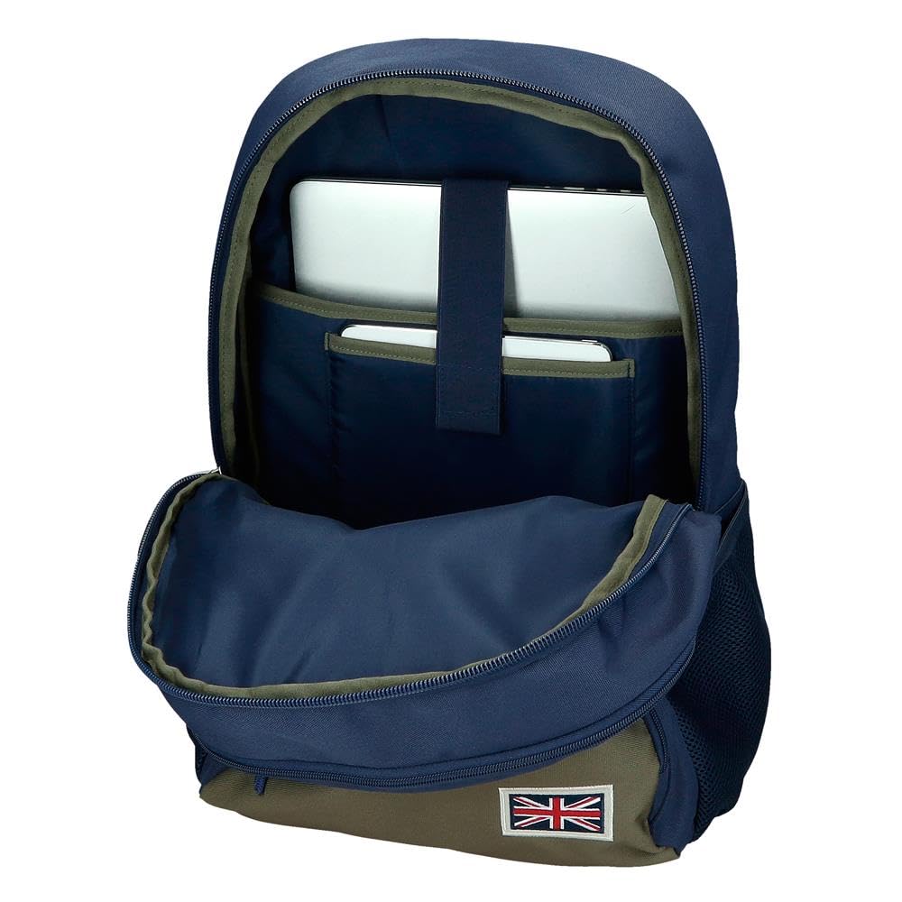 Pepe Jeans Arwyn Mochilas casual, antracita, khaki y azul portaordenador, varios compartimentos, fabricada en Poliéster con detalles en Piel Sintética, de Joumma Bags