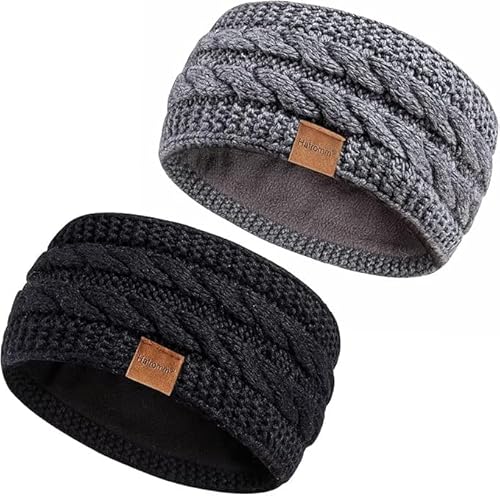 Winter Headbands for Women Wool 2 Pack, Ear Warmers for