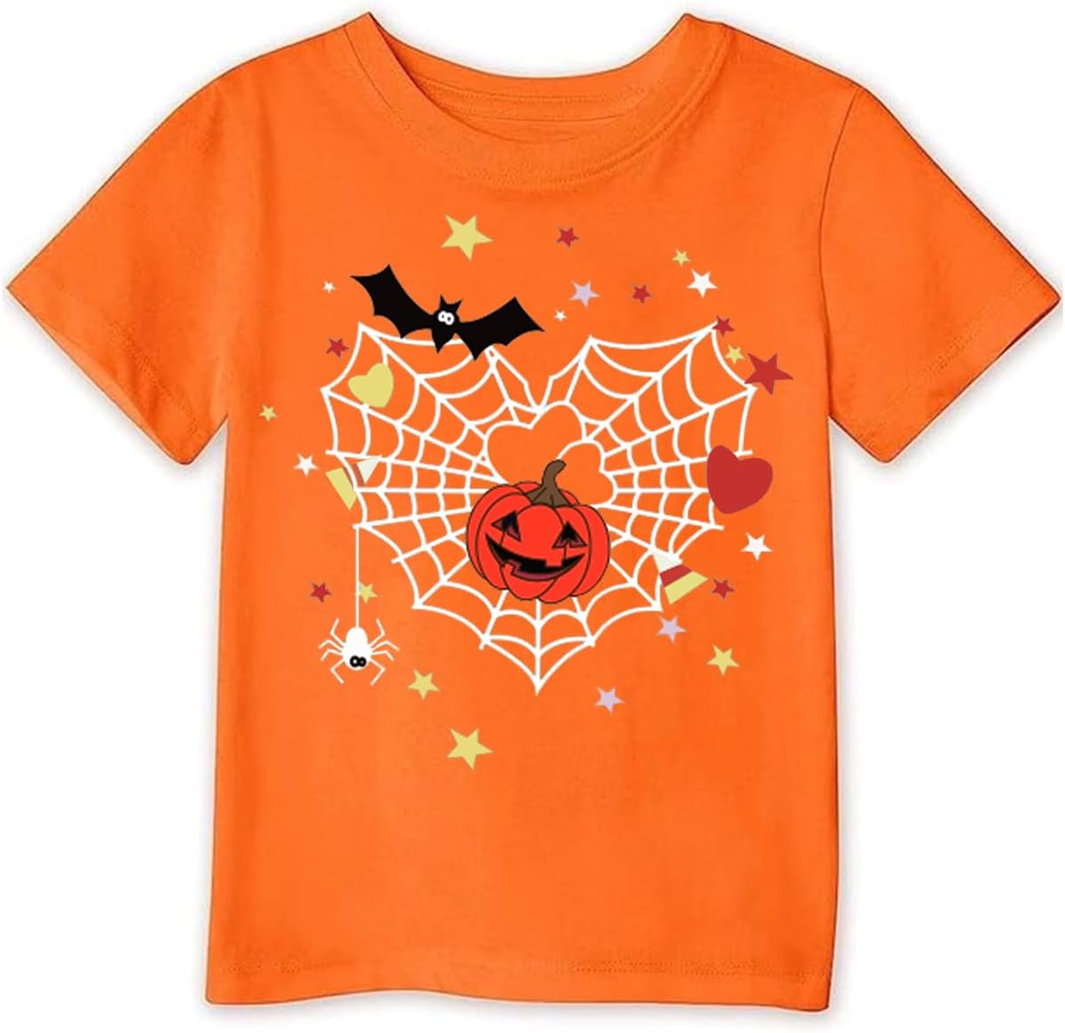 Toddler Boy Girl Pumpkin Face Spooky Halloween T-Shirt Short Sleeve Kids Fun Tops