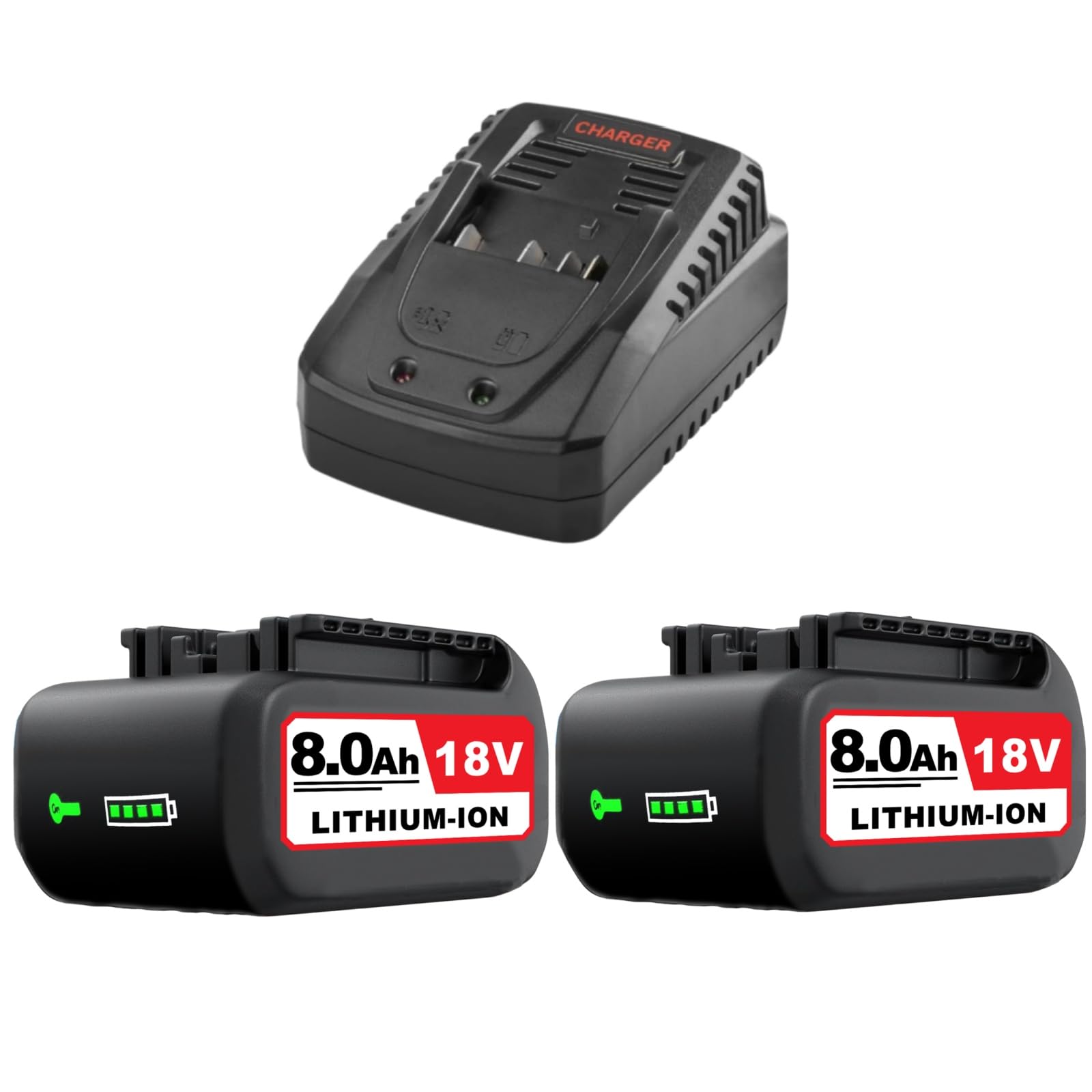 2 Stück 8000mAh Ersatzakku für Bosch Akku 18V Kompatibel mit Bosch 18V Akku Li-ion 8.0Ah Akkus BAT618 BAT609 BAT609G BAT619 BAT619G BAT612 BAT622 mit LED-Anzeige