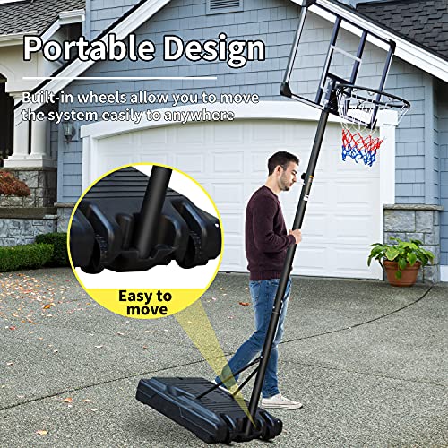 Rakon Portable Basketball Hoops & Goals Basketball System With 35.4 Inch Backboard, Height Adjustable 6.2Ft -8.5Ft For Adult Youth Teenagers Indoor Outdoor Use #TOP3