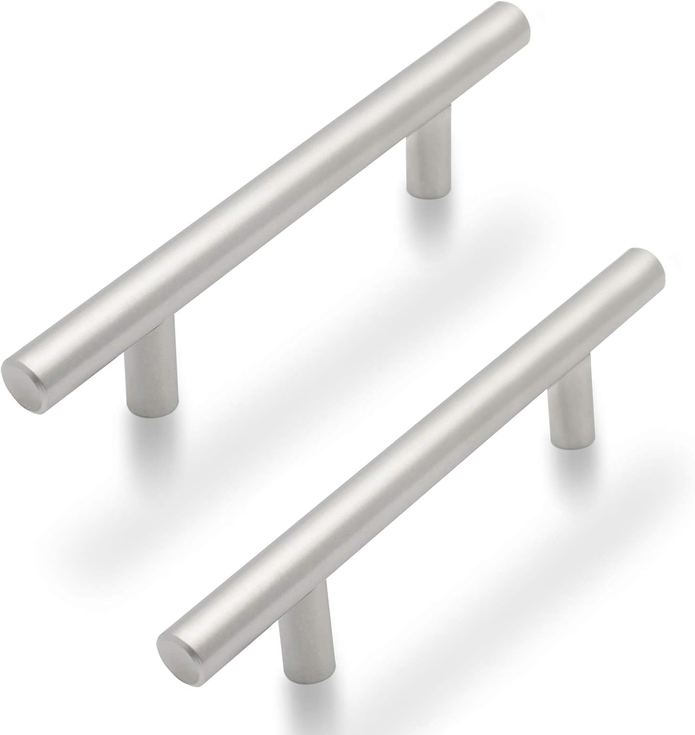 Get Cheap Price 50 Pack Cabinet Pulls Kitchen Cupboard Handles 3.5 inch Holes Centers Stainless Steel Cabinet Drawer Handles, T Bar Euro Style with Brushed Nickel Finish 6 inch Total Length