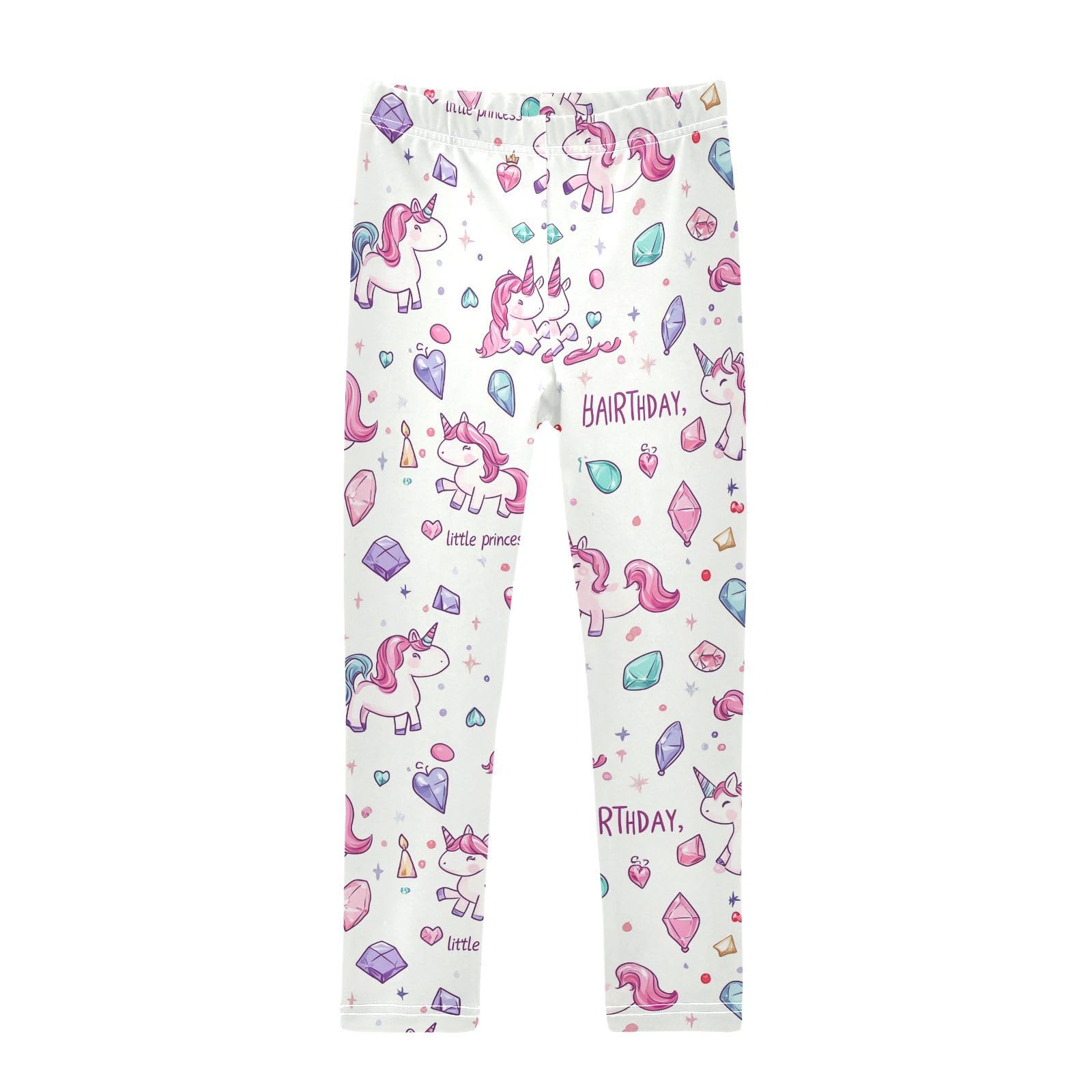 Unicorns Gems Girls' Leggings Toddler Doodles Cartoon Kids Yoga Pants Dance Active Tights 4T Multi
