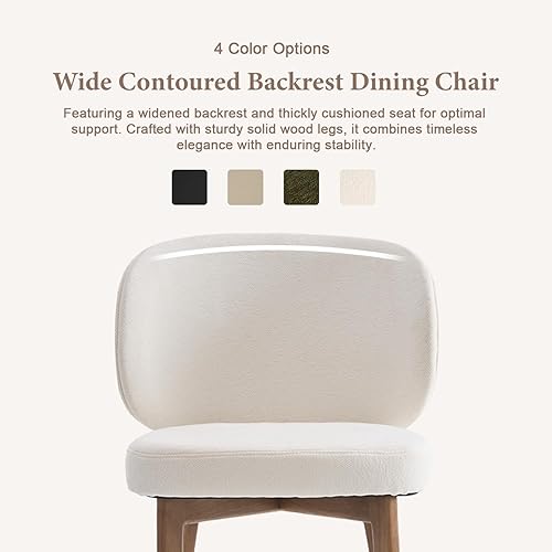 Miniatura 8 de YOUNUOKE Silla de comedor tapizada, moderna silla de comedor de tela de felpilla con patas de madera, respaldo ancho, cómodas sillas laterales de