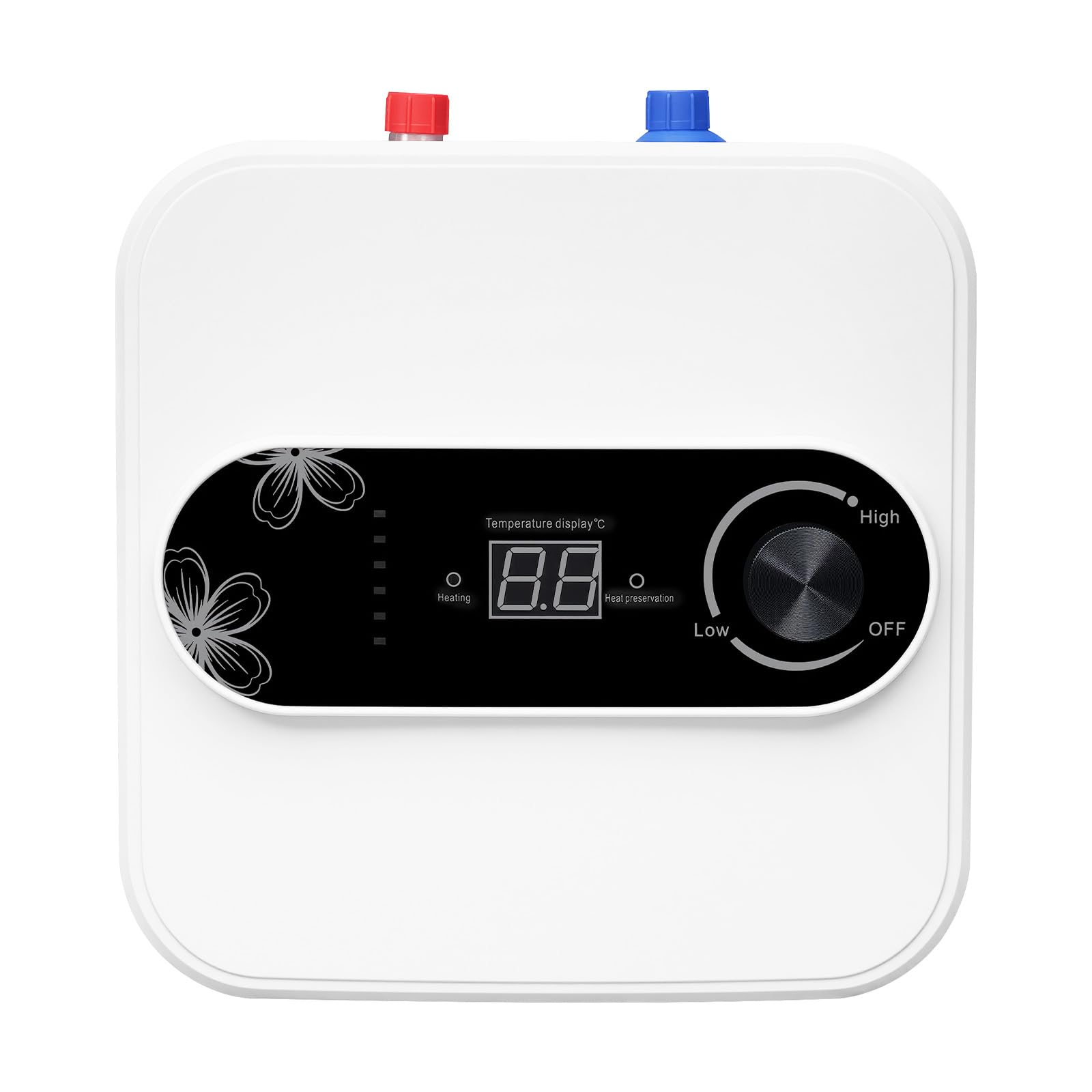 Elektryczny podgrzewacz wody, 8 l, mini podgrzewacz wody, bojler, 1500 W, natychmiastowy z cyfrowym wskaźnikiem temperatury 30-65°C, do kuchni, umywalki, na balkon