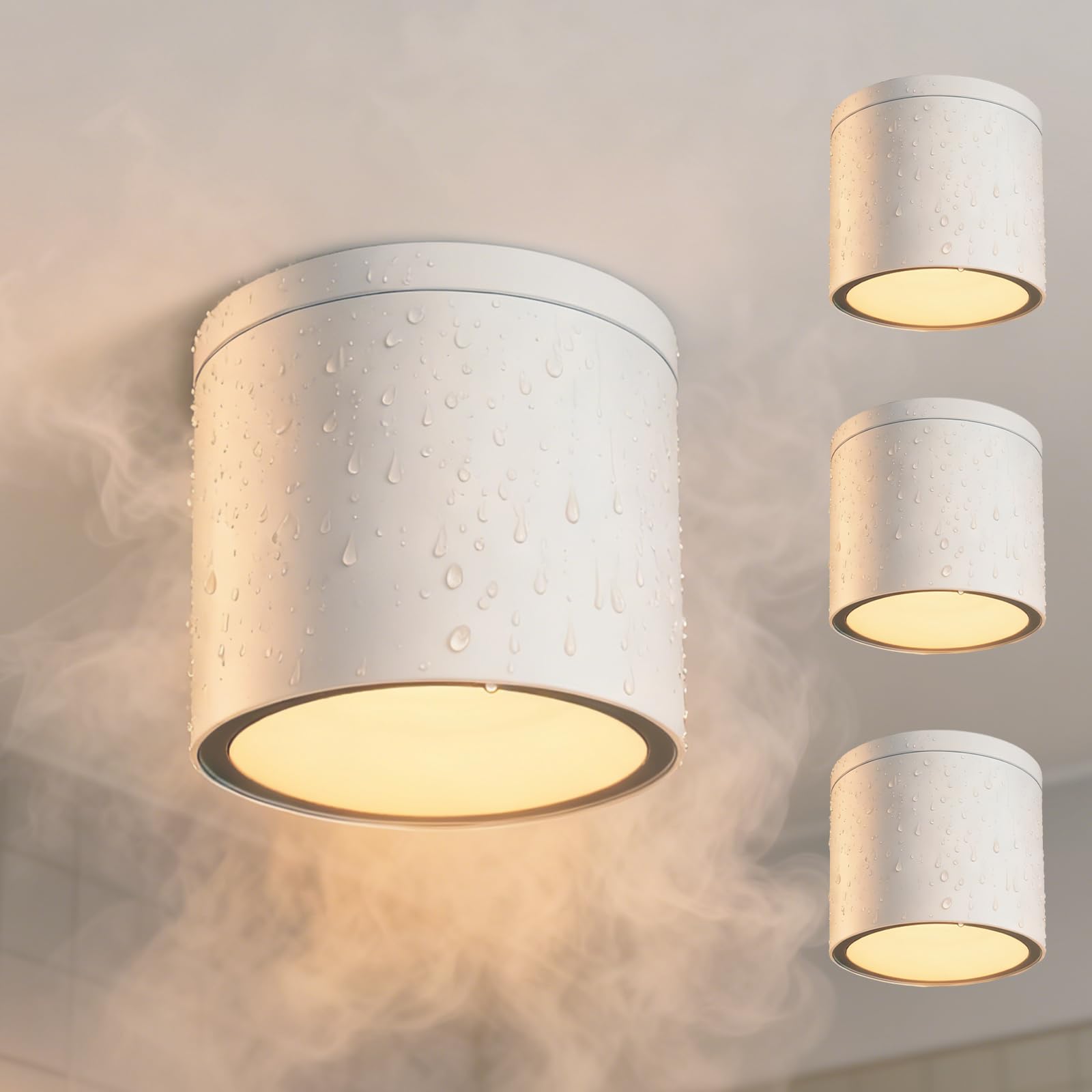 EBION 4 Pezzi Faretti Soffitto Plafoniera Faretto Soffitto In Alluminio, IP65 Impermeabile, GU10, Spotlight Per Interno Bagno Cucina Soggiorno Corridoio Ristorante, Bianca (Lampadina Non Inclusa)