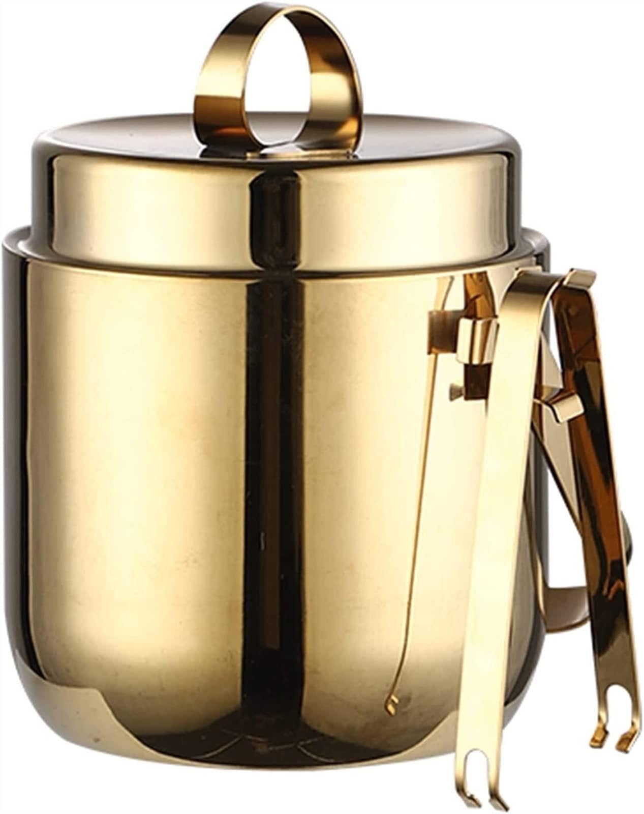 Eiskübel, doppelwandig, Edelstahl, isoliert, inklusive Eiszange und Deckel, bequemer Griff, ideal für luxuriöse Weinkühler-Partys, 1,5 l, 1,5 l, 1 l (Silber, Gold, Roségold)