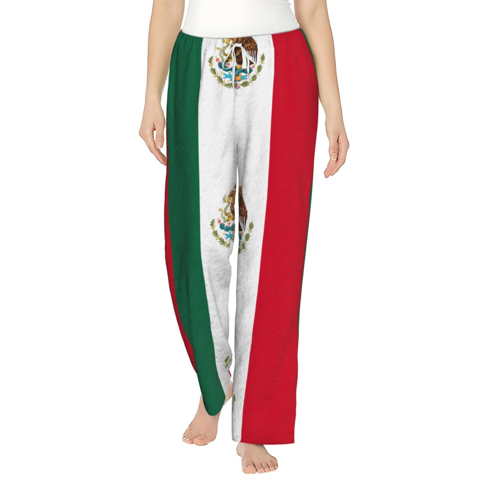 Flanell-Pyjamahose für Damen, Motiv: Flagge von Mexiko, warm, bequem, für Urlaub, Weihnachten