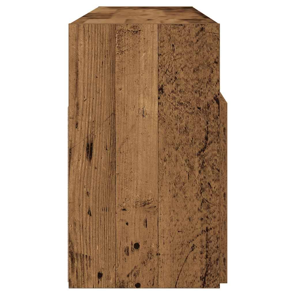Stolik RTV pod TV z oświetleniem LED RGB, Szafka pod telewizor stare drewno, 120x30x50 cm, mebel z przegrodami do przechowywania do salonu