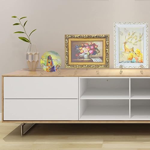 Miniatura 7 de Soporte de exhibición para platos, soportes de placa de 12 pulgadas para exhibir platos grandes, caballete de placa de hierro dorado para fotos,