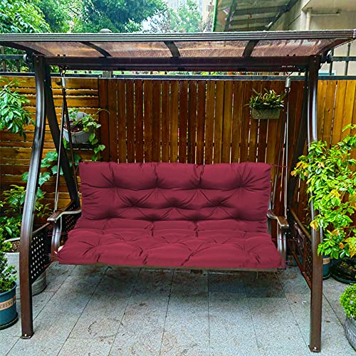 Cojín impermeable para columpio de exterior, 120 x 100 x 10 cm, almohada roja para banco de jardín de 2 a 3 asientos, accesorio para patio con respaldo para mayor comodidad y estilo