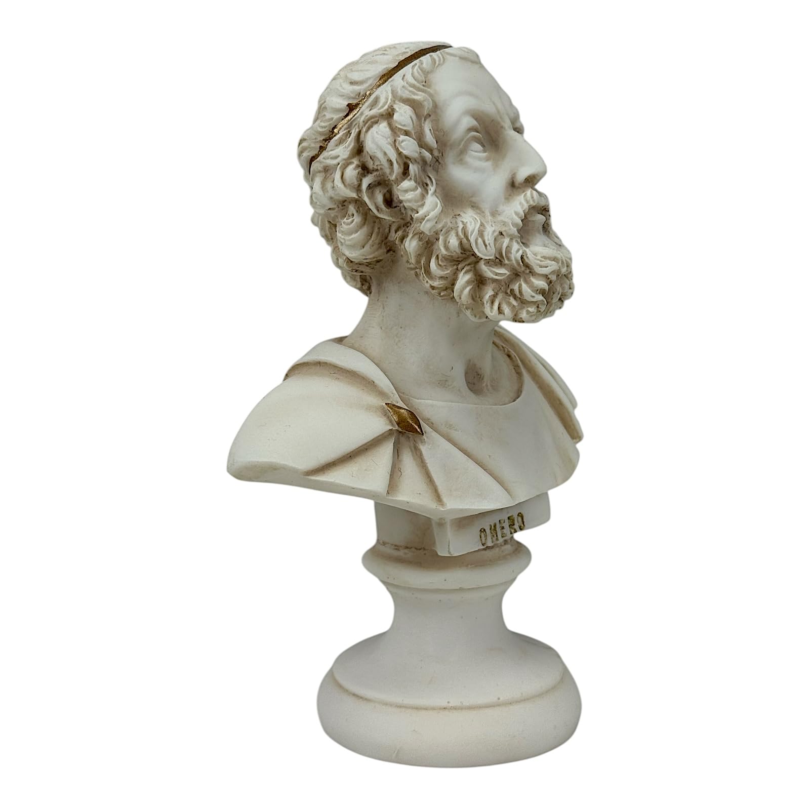 Busto di Omero - Scultura in alabastro grigio | Poeta epico greco | Fatto a mano in Grecia | Autore Iliade e Odissea | Collezione classica (15 cm)