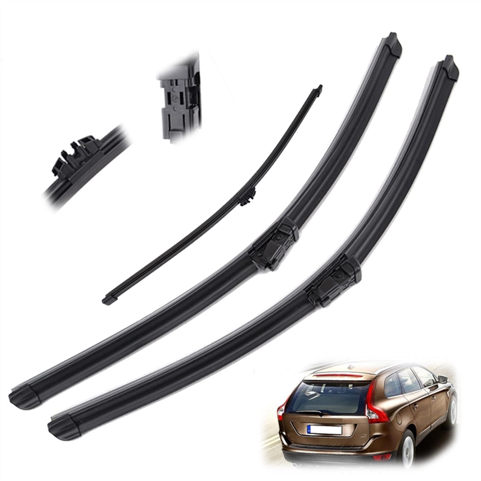 WITTSY Parti Tergicristalli 26 "20" 15" Tergicristallo Parabrezza Spazzole Tergicristallo Auto Anteriore Posteriore Lunotto Tergicristallo per Volvo XC60 2009 2010 2011