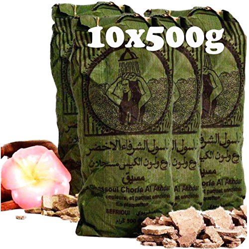 Preisvergleich Produktbild Ghassoul Wascherde Bio Vegan Tonerde Lavaerde Shampoo Haar Körperpflege Gesichtsmaske Peeling 10x500 g