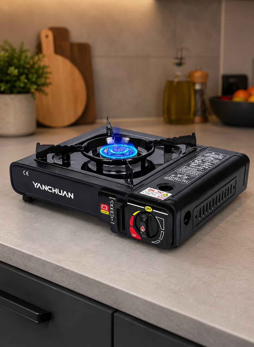 YANCHUAN Portable Gas Stove Black Butane Gas Stove Automatic Ignition for Camping, Hiking, Home Indoor Outdoor Use Barbecue, Emergency Gear Accessories Fireplace-image-7